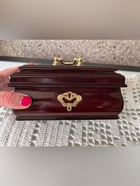 Vintage Wooden Jewelry Box with Gold Accents - 1994 Bombay company